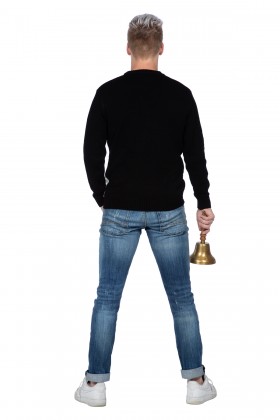 Kersttrui zwart snowboard Santa (netto)