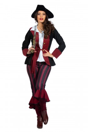 Piraat outfit dame burgundy