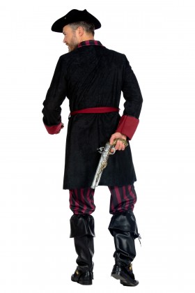 Piraat outfit heer burgundy/zwart