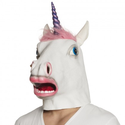Latex hoofdmasker Eenhoorn Pinkie met haar