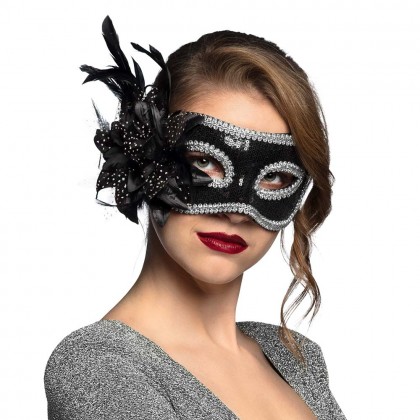 Oogmasker Venice fiore zwart