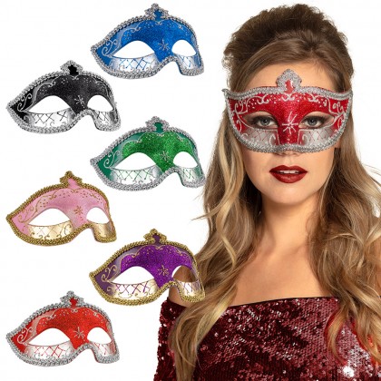 Oogmasker Venice corona 6 kleuren ass.