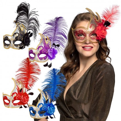 Oogmasker Venice cigno 4 kleuren ass.