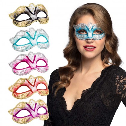 Oogmasker Venice felina 5 kleuren ass.