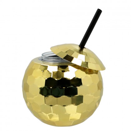 Discobal drinkbeker met rietje goud (60 cl)