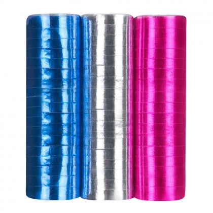 Set 3 rollen papieren serpentines Disco 3 kleuren (4 m)