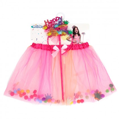 Set fee 'Happy birthday' (tutu, diadeem en stafje)