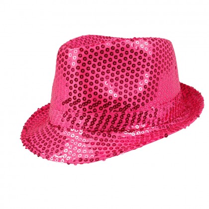 Hoed Popstar sequins roze