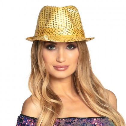Hoed Popstar sequins goud