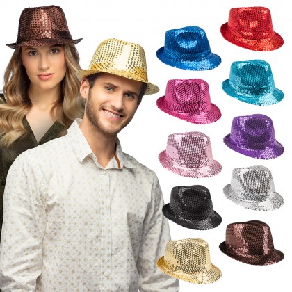 Hoed Popstars sequins 10 kleuren ass.