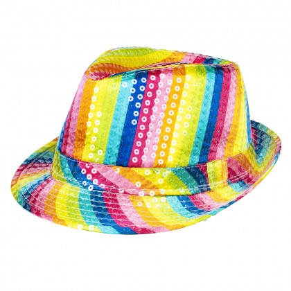 Hoed Popstar sequins rainbow