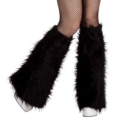 Paar beenwarmers Pluche zwart