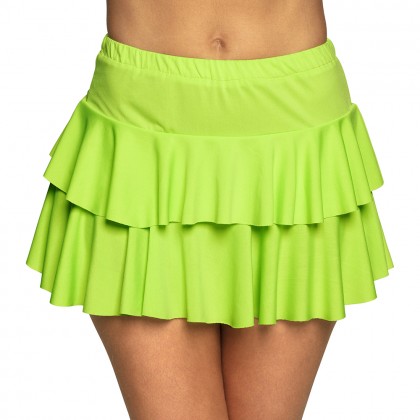 Minirokje Ruffles neongroen UV (one size)