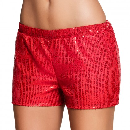 Hotpants Sequins rood (M stretch)