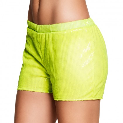 Hotpants Sequins neongeel (M stretch)