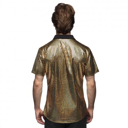 Shirt Disco diamond goud (L)