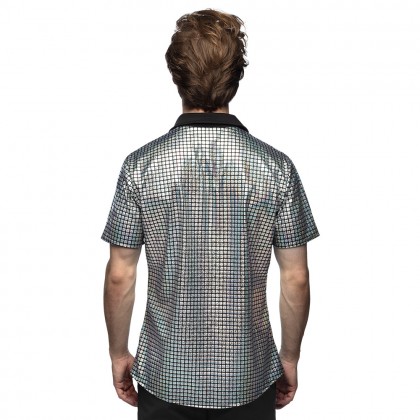 Shirt Disco diamond zilver (M)