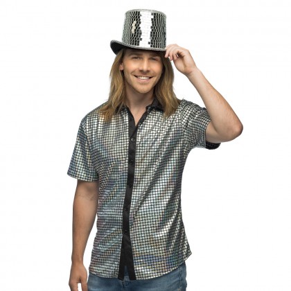 Shirt Disco diamond zilver (L)