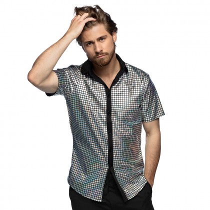 Shirt Disco diamond zilver (XL)