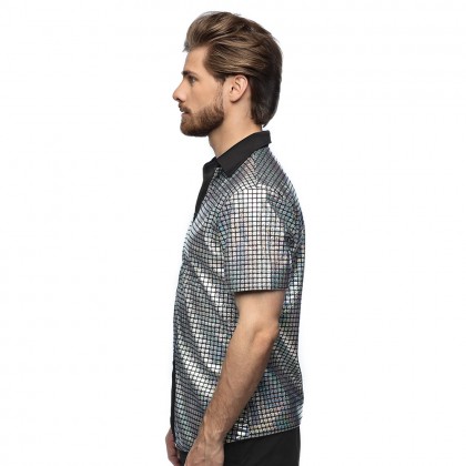 Shirt Disco diamond zilver (XL)