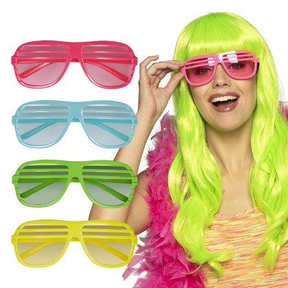 Partybril Vegas 4 neonkleuren ass. UV