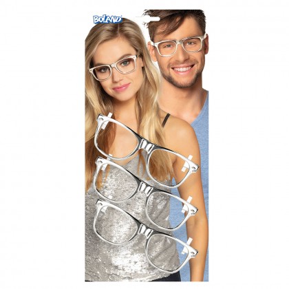 Set 3 partybrillen zilver