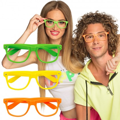 Set 3 partybrillen 3 neonkleuren UV