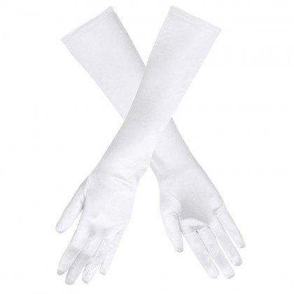 Paar handschoenen elleboog Monte Carlo satijn wit