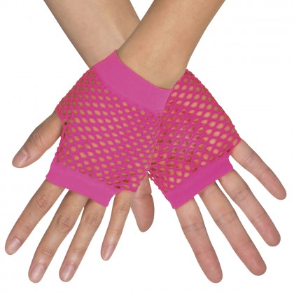 Paar handschoenen pols New York neonroze UV