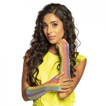 Paar handschoenen elleboog New York regenboog