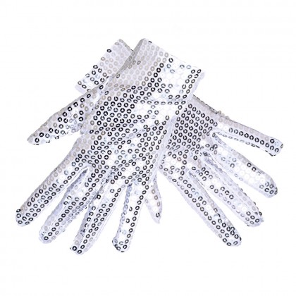 Paar handschoenen pols Sequins zilver