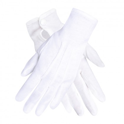 Paar handschoenen pols met drukknop wit XL