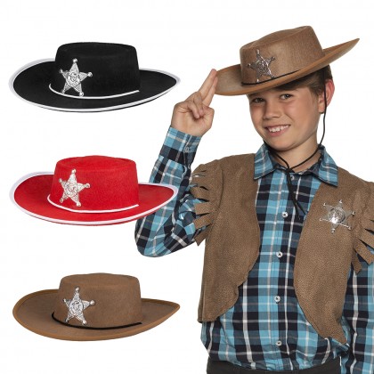 Cowboyhoed kind Deputy sheriff 3 kleuren ass.