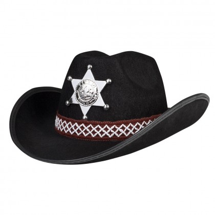 Cowboyhoed kind Sheriff zwart
