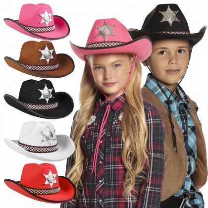 Cowboyhoed kind Sheriff 5 kleuren ass.