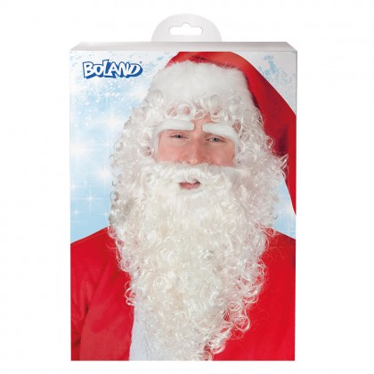 Set Kerstman deluxe (pruik, wenkbrauwen en baard)