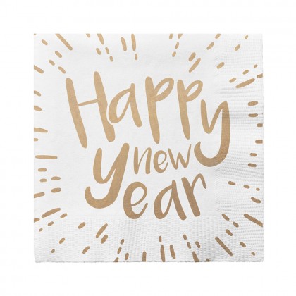 Set 20 papieren servetten 'Happy new year' (33 x 33 cm)