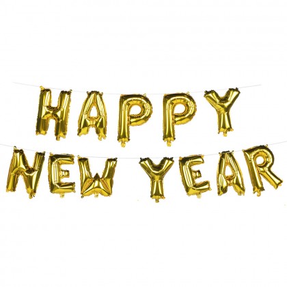 Folieballonslinger 'Happy new year' (8 m)