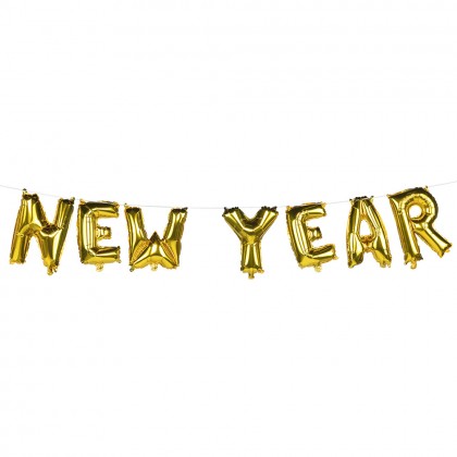 Folieballonslinger 'Happy new year' (8 m)