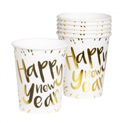 Set 6 bekertjes 'Happy new year' (25 cl)