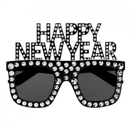 Partybril Bling bling 'Happy new year' zilver