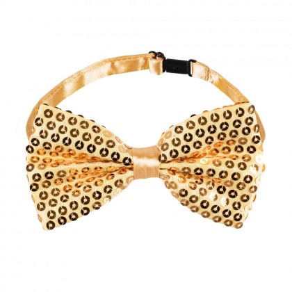 Set Pailletten goud (partybril, vlinderstrik en bretels)