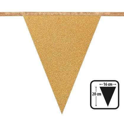 Kartonnen vlaggenlijn Glitter goud (20 x 16 cm, 6 m)