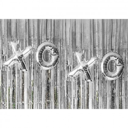 Foliegordijn Metallic zilver (200 x 100 cm)