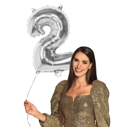 St. Folieballon '2' zilver (66 cm)