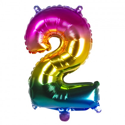 St. Folieballon '2' regenboog (66 cm)
