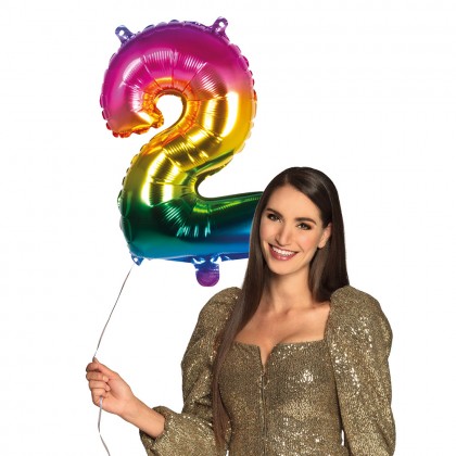St. Folieballon '2' regenboog (66 cm)