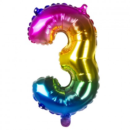 St. Folieballon '3' regenboog (66 cm)