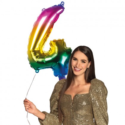 St. Folieballon '4' regenboog (66 cm)