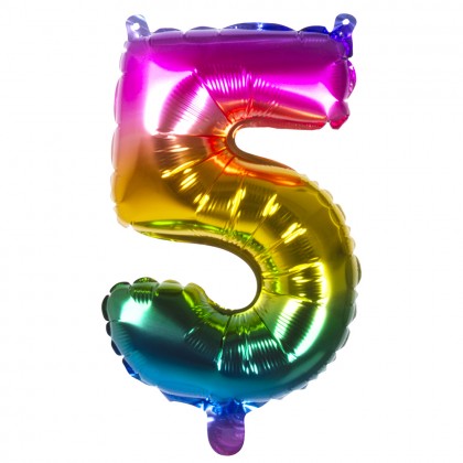 St. Folieballon '5' regenboog (66 cm)